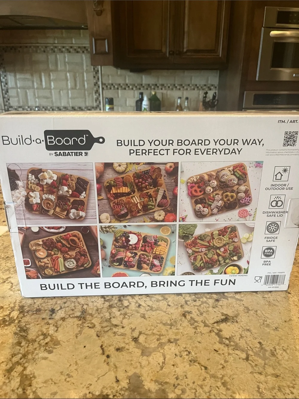 Build-a-Board Bamboo Serving Board with Locking Lid - New